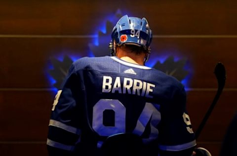 TORONTO, ON – NOVEMBER 9: Toronto Maple Leafs defenseman Tyson Barrie #94 returns to the locker room after the first period against the Philadelphia Flyers at the Scotiabank Arena on November 9, 2019 in Toronto, Ontario, Canada. (Photo by Kevin Sousa/NHLI via Getty Images)