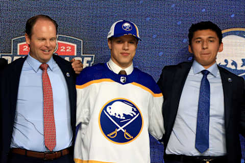 MONTREAL, QUEBEC – JULY 07: Jiri Kulich is drafted by the Buffalo Sabres during Round One of the 2022 Upper Deck NHL Draft at Bell Centre on July 07, 2022 in Montreal, Quebec, Canada. (Photo by Bruce Bennett/Getty Images)