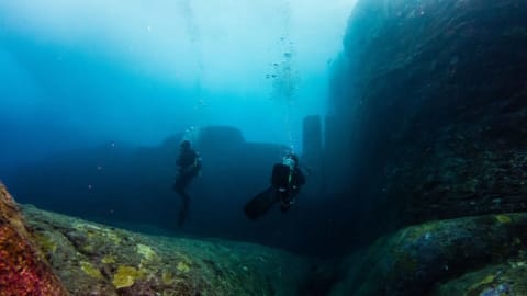 An area known as the Twin Megaliths at the Yonaguni Monument