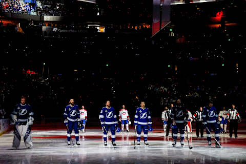 The Tampa Bay Lightning and Montreal Canadiens. (Photo by Bruce Bennett/Getty Images)