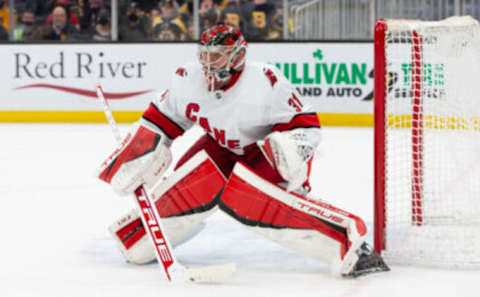 BOSTON, MA – JANUARY 18: Frederik Andersen #31 of the Carolina Hurricanes. (Photo by Richard T Gagnon/Getty Images)