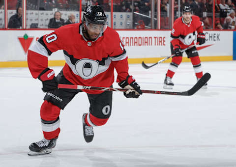 OTTAWA, ON – JANUARY 14: Anthony Duclair #10 of the Ottawa Senators skates against the Chicago Blackhawks at Canadian Tire Centre on January 14, 2020 in Ottawa, Ontario, Canada. (Photo by Andre Ringuette/NHLI via Getty Images)