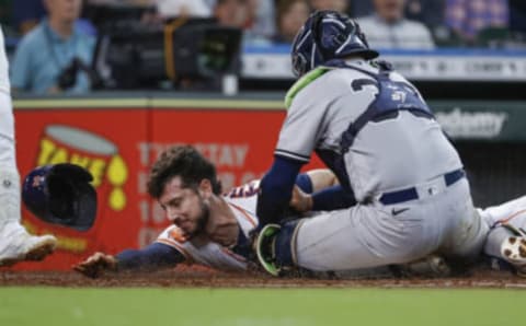 Yankee catcher Jose Trevino makes a play at the plate. Troy Taormina-USA TODAY Sports