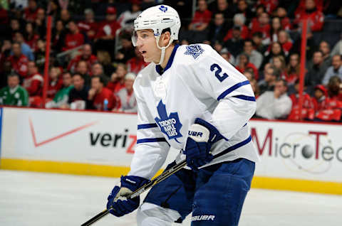 WASHINGTON, DC – DECEMBER 09: Luke Schenn #2 of the Toronto Maple Leafs . (Photo by G Fiume/Getty Images)