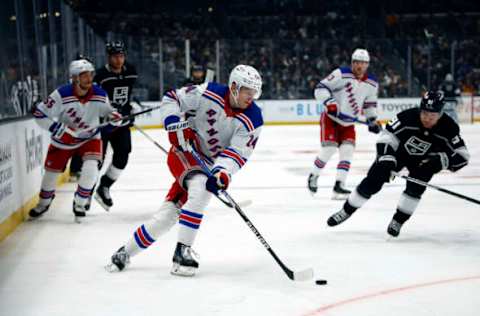 LOS ANGELES, CALIFORNIA – NOVEMBER 22: Kaapo Kakko #24 of the New York Rangersin the third period at Crypto.com Arena on November 22, 2022 in Los Angeles, California. (Photo by Ronald Martinez/Getty Images)