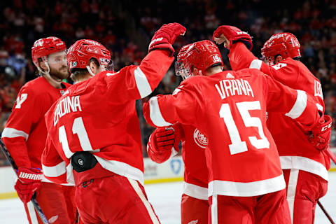 Filip Zadina and Jakub Vrana for the Detroit Red Wings. Mandatory Credit: Rick Osentoski-USA TODAY Sports