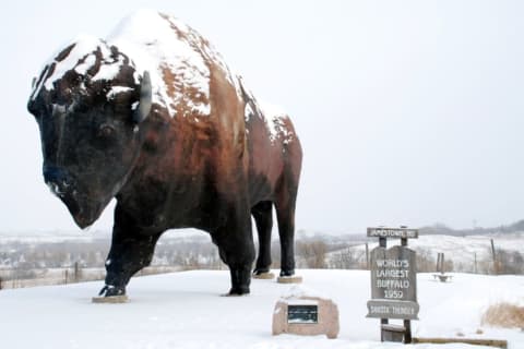 “World’s Largest Buffalo” statue near the National Buffalo Museum