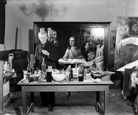 Han van Meegeren at work, 1945