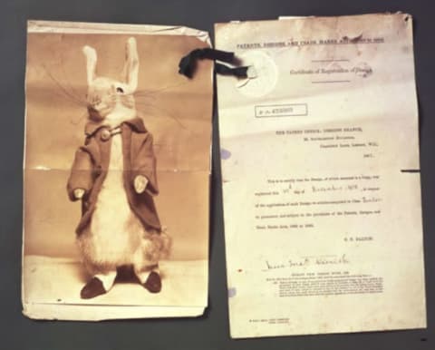 Beatrix Potter's 1903 patent application for a Peter Rabbit doll.