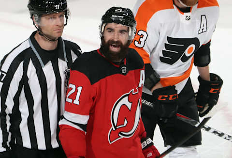 NEWARK, NEW JERSEY – JANUARY 26: Kyle Palmieri #21 of the New Jersey Devils  (Photo by Bruce Bennett/Getty Images)