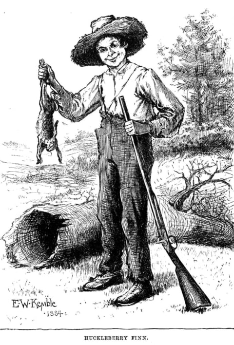 Drawing of Huck Finn from the original edition of Mark Twain's The Adventures of Huckleberry Finn.