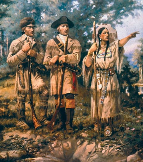 Sacagawea was an important member of the Corps of Discovery (shown here in a fanciful illustration).