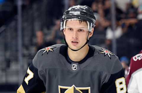 LAS VEGAS, NV – SEPTEMBER 28: Forward Vadim Shipachyov #87 of the Vegas Golden Knights looks on against the Colorado Avalanche during a preseason game at T-Mobile Arena on September 28, 2017, in Las Vegas, Nevada. (Photo by David Becker/NHLI via Getty Images)