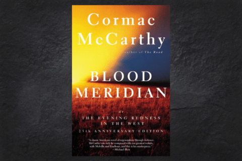 The cover of the book Blood Meridian on a black background