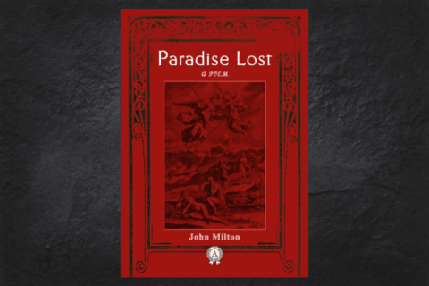 The cover of the book Paradise Lost on a black background.