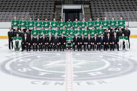 DALLAS, TX – APRIL 10: (EDITORS NOTE: This image has been altered at the request of the Dallas Stars.) The Dallas Stars pose for their annual team photo at the American Airlines Center on April 10, 2017 in Dallas, Texas. (Photo by Glenn James/NHLI via Getty Images)