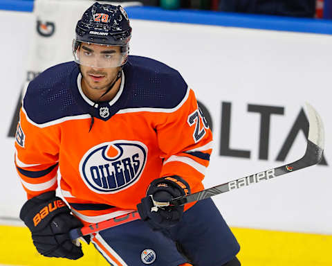 Edmonton Oilers forward Andreas Athanasiou (28) (Perry Nelson-USA TODAY Sports)