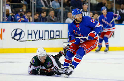 NEW YORK, NY – NOVEMBER 13: Vincent Trocheck #16 of the New York Rangers skates during the game against the Arizona Coyotes on November 13, 2022, at Madison Square Garden in New York, New York. (Photo by Rich Graessle/Getty Images)