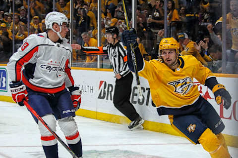 Filip Forsberg #9 of the Nashville Predators. (Photo by Frederick Breedon/Getty Images)