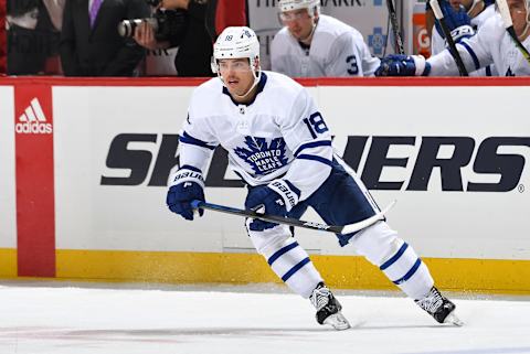 PITTSBURGH, PA – NOVEMBER 16: Andreas Johnsson #18 of the Toronto Maple Leafs skates against the Pittsburgh Penguins at PPG PAINTS Arena on November 16, 2019 in Pittsburgh, Pennsylvania. (Photo by Joe Sargent/NHLI via Getty Images)