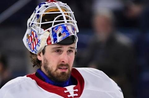 LAVAL, QC – DECEMBER 17: Goaltender Keith Kinkaid #30 of the Laval Rocket looks on against the Rockford IceHogs during the first period against the Rockford IceHogs at Place Bell on December 17, 2019 in Laval, Canada. The Rockford IceHogs defeated the Laval Rocket 3-2 in the shoot-out. (Photo by Minas Panagiotakis/Getty Images)