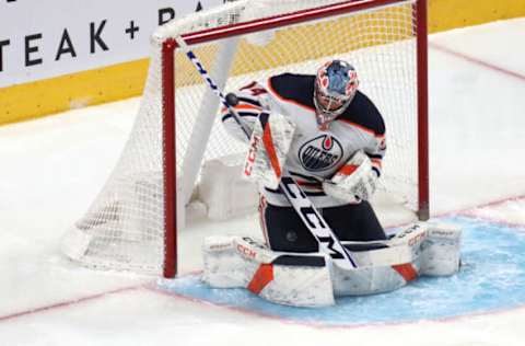 Edmonton Oilers Goalie Stuart Skinner #74 Mandatory Credit: Jean-Yves Ahern-USA TODAY Sports