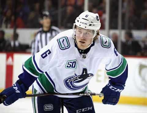 Brock Boeser #6 of the Vancouver Canucks (Photo by Bruce Bennett/Getty Images)