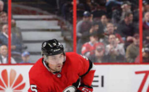 OTTAWA, ON – NOVEMBER 29: Ottawa Senators’ Cody Ceci #5 of the Ottawa Senators skates with the puck in a game against the New York Rangers at Canadian Tire Centre on November 29, 2018 in Ottawa, Ontario, Canada. (Photo by Jana Chytilova/Freestyle Photography/Getty Images)