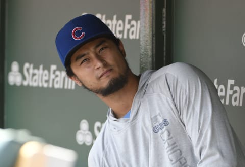 CHICAGO, IL – AUGUST 04: Yu Darvish #11 of the Chicago Cubs in the dugout during the first inning on August 4, 2018 at Wrigley Field in Chicago, Illinois. (Photo by David Banks/Getty Images)