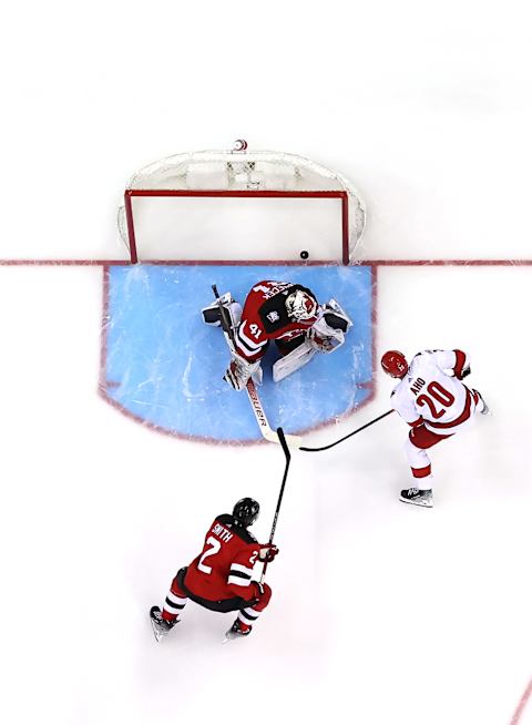 Brendan Smith #2 of the New Jersey Devils. (Photo by Elsa/Getty Images)