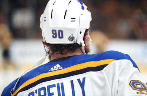 BOSTON, MASSACHUSETTS – JUNE 12: Ryan O’Reilly #90 of the St. Louis Blues looks on against the Boston Bruins during the first period in Game Seven of the 2019 NHL Stanley Cup Final at TD Garden on June 12, 2019 in Boston, Massachusetts. (Photo by Adam Glanzman/Getty Images)