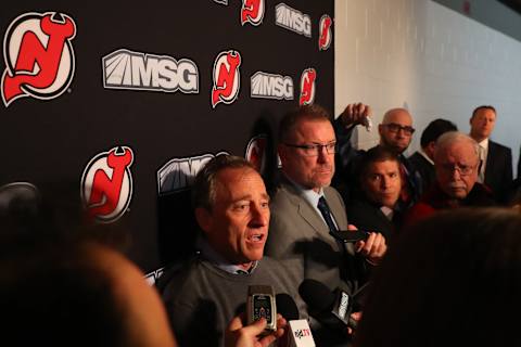 New Jersey Devils owner Joshua Harris and general manager Tom Fitzgerald: (Ed Mulholland-USA TODAY Sports)