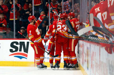 CALGARY, AB – MARCH 19: Sean Monahan (Photo by Gerry Thomas/NHLI via Getty Images)