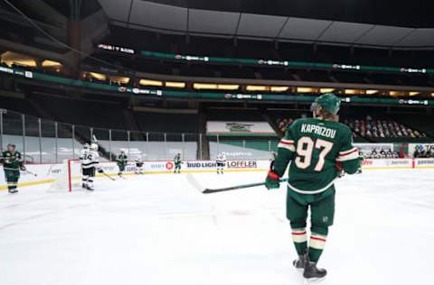 Jan 26, 2021; Saint Paul, Minnesota, USA; Minnesota Wild, #97 Kirill Kaprizov. Mandatory Credit: Harrison Barden-USA TODAY Sports