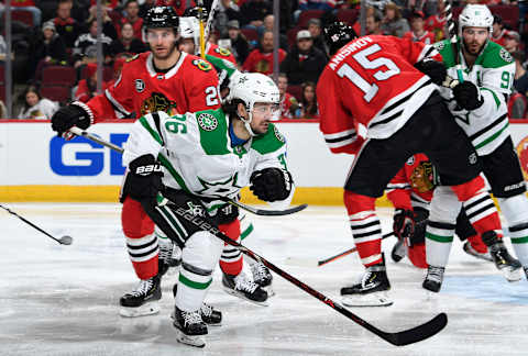 CHICAGO, IL – FEBRUARY 24: Mats Zuccarello #36 of the Dallas Stars skates in the second period against the Chicago Blackhawks at the United Center on February 24, 2019 in Chicago, Illinois. (Photo by Bill Smith/NHLI via Getty Images)