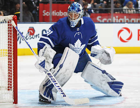 TORONTO, ON – FEBRUARY 29: Frederik Andersen #31 of the Toronto Maple Leafs . (Photo by Claus Andersen/Getty Images)