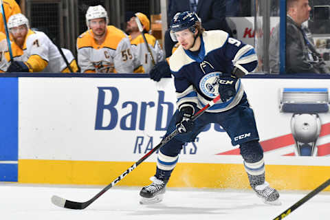 COLUMBUS, OH – JANUARY 10: Artemi Panarin #9 of the Columbus Blue Jackets skates against the Nashville Predators on January 10, 2019 at Nationwide Arena in Columbus, Ohio. (Photo by Jamie Sabau/NHLI via Getty Images)