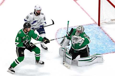 Anton Khudobin #35 of the Dallas Stars (Photo by Bruce Bennett/Getty Images)