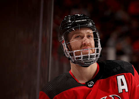 Dougie Hamilton #7 of the New Jersey Devils. (Photo by Elsa/Getty Images)