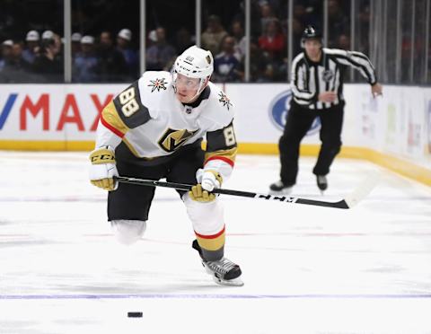 Nate Schmidt of the Vegas Golden Knights skates against he New York Islanders at NYCB Live’s Nassau Coliseum on December 05, 2019 in Uniondale, New York.