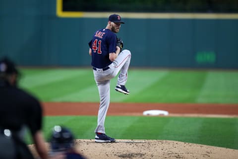 CLEVELAND, OH – SEPTEMBER 21: Boston Red Sox starting pitcher Chris Sale (41) delivers a pitch to the plate during the first inning of the Major League Baseball game between the Boston Red Sox and Cleveland Indians on September 21, 2018, at Progressive Field in Cleveland, OH. (Photo by Frank Jansky/Icon Sportswire via Getty Images)