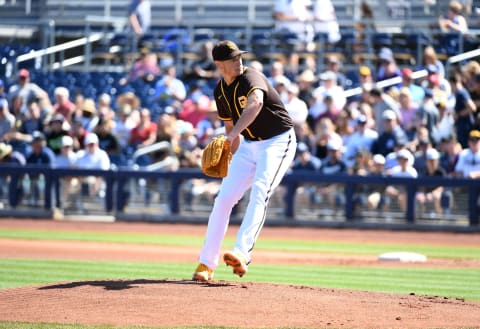 Garrett Richards #43 of the San Diego Padres (Photo by Norm Hall/Getty Images)