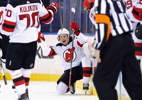 New Jersey Devils center Jack Hughes (86): (Bruce Bennett/Pool Photos-USA TODAY Sports)