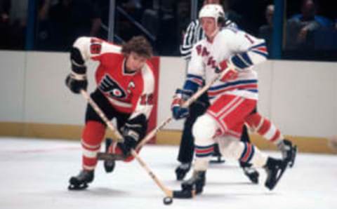 Ulf Nilsson, New York Rangers and Bobby Clarke, Philadelphia Flyers (Focus on Sport/Getty Images)