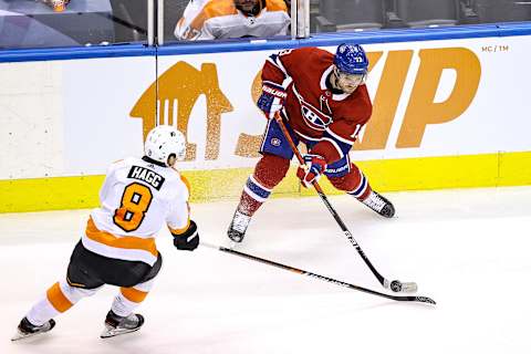 Max Domi #13 of the Montreal Canadiens. (Photo by Elsa/Getty Images)