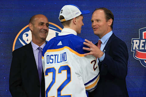 MONTREAL, QUEBEC – JULY 07: Noah Ostlund is drafted by the Buffalo Sabres during Round One of the 2022 Upper Deck NHL Draft at Bell Centre on July 07, 2022 in Montreal, Quebec, Canada. (Photo by Bruce Bennett/Getty Images)