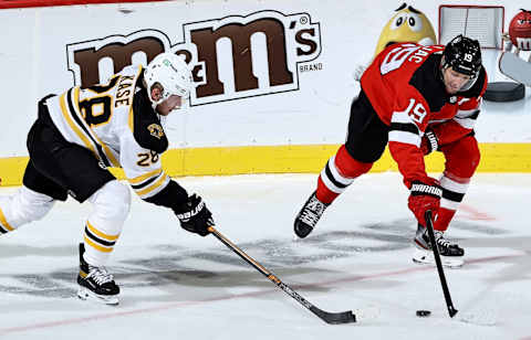 Travis Zajac #19 of the New Jersey Devils. (Photo by Elsa/Getty Images)