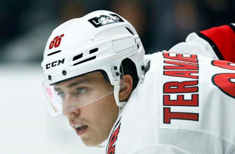 LOS ANGELES, CALIFORNIA – NOVEMBER 20: Teuvo Teravainen #86 of the Carolina Hurricanes in the second period at Staples Center on November 20, 2021, in Los Angeles, California. (Photo by Ronald Martinez/Getty Images)