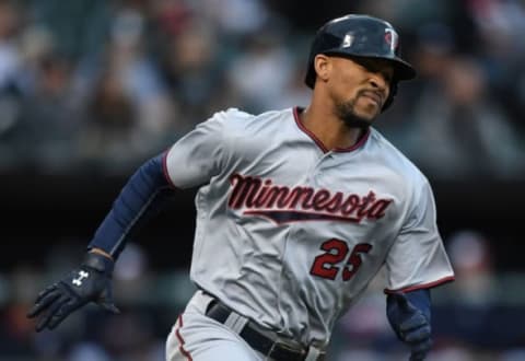 Oct 2, 2016; Chicago, IL, USA; Minnesota Twins center fielder Byron Buxton (25) runs after hitting an inside-the-park home run against the Chicago White Sox during the first inning at U.S. Cellular Field. Mandatory Credit: Patrick Gorski-USA TODAY Sports