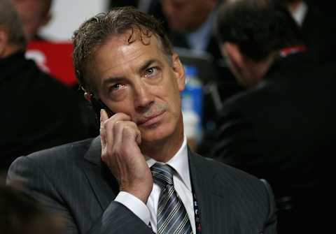 CHICAGO, IL – JUNE 24: General manager of the Colorado Avalanche Joe Sakic attends the 2017 NHL Draft at United Center on June 24, 2017 in Chicago, Illinois. (Photo by Dave Sandford/NHLI via Getty Images)